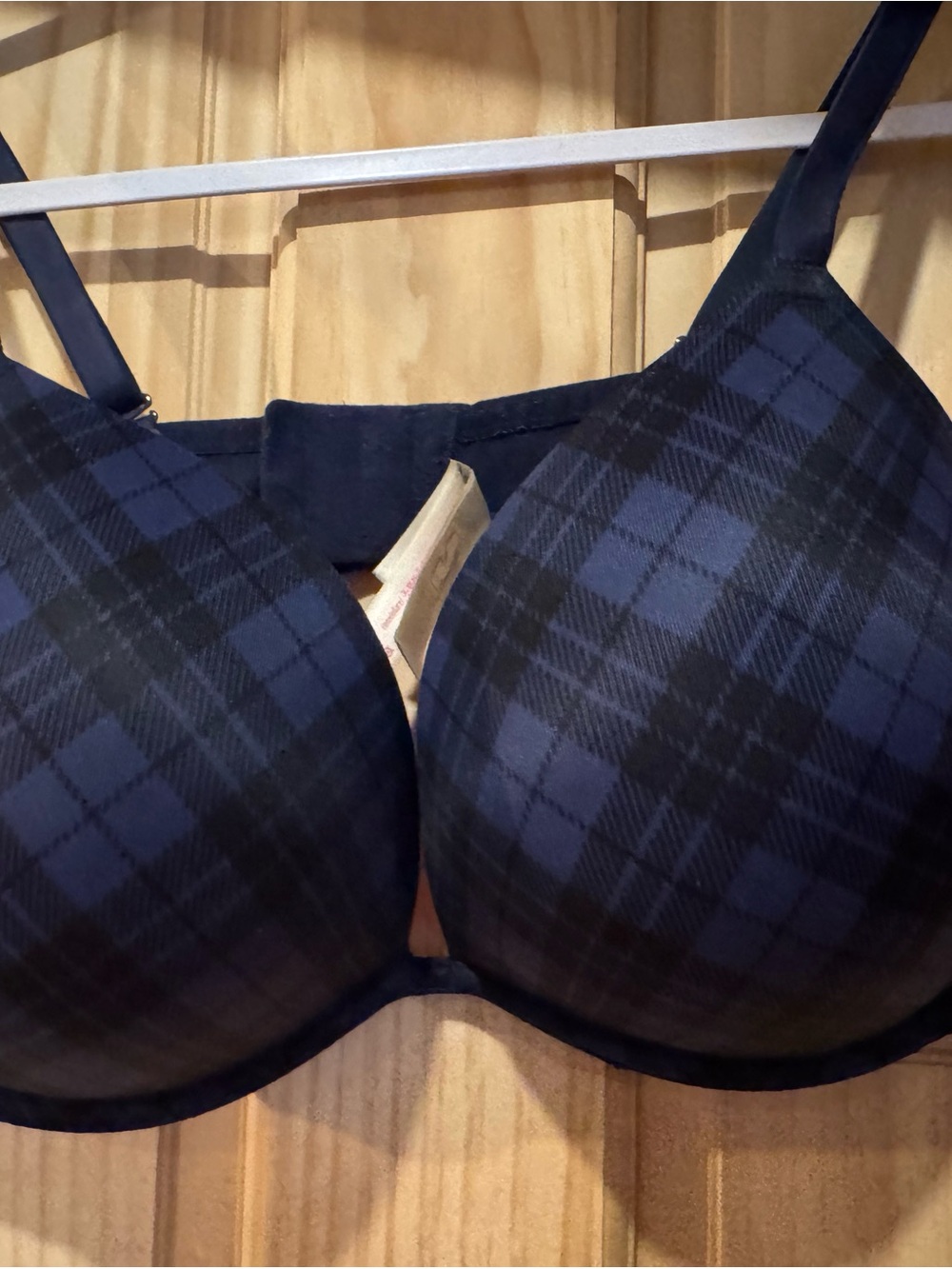 PINK Victoria's Secret Navy Tartan Push-up Bra